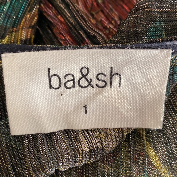 BA&SH Hendrix Metallic Plisse’ Floral Maxi Dress Size 6 - Picture 15 of 16